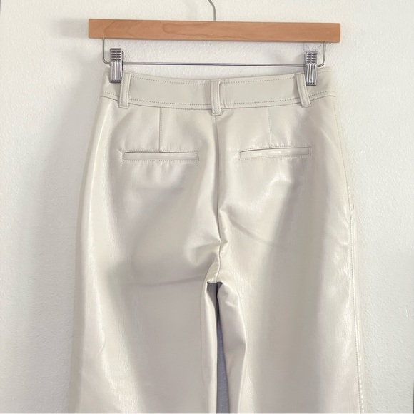 Aritzia Babaton Command Pant Vegan Leather Straight Leg Trouser Matte Pearl 0 XS - Picture 9 of 14